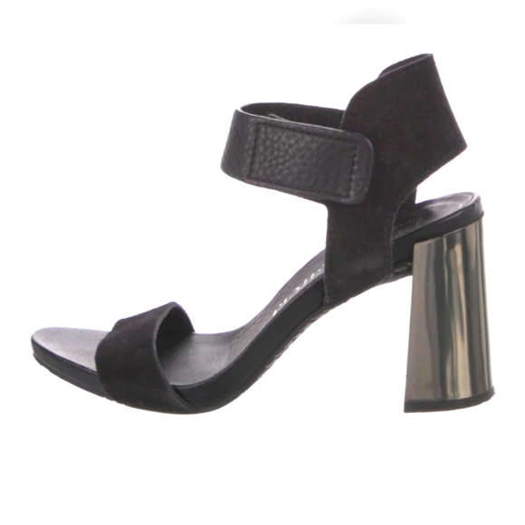 Pedro Garcia Chunky Metallic Heel in Black Suede - Picture 1 of 12
